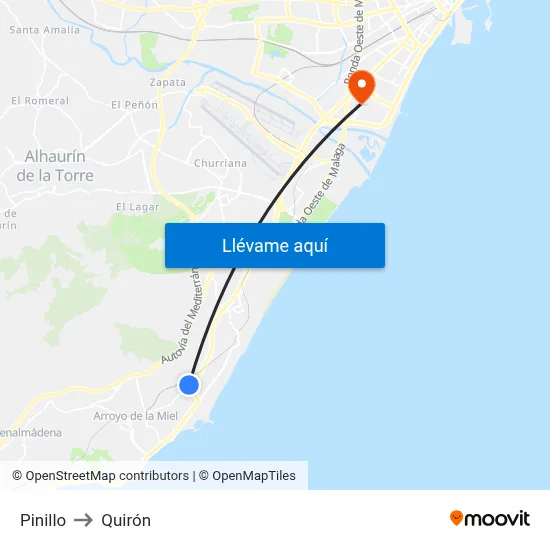 Pinillo to Quirón map