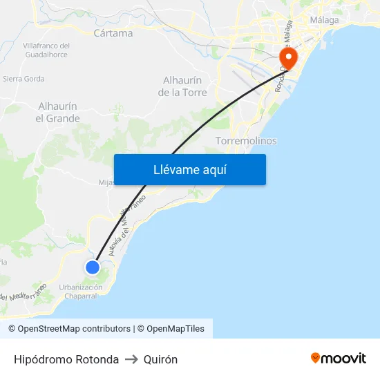 Hipódromo Rotonda to Quirón map