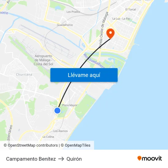Campamento Benítez to Quirón map