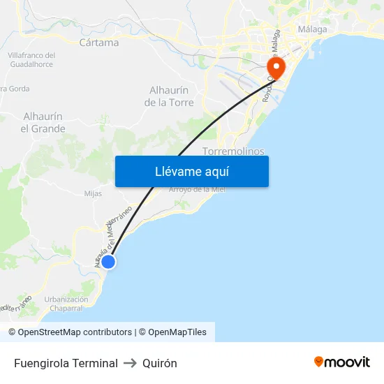 Fuengirola Terminal to Quirón map