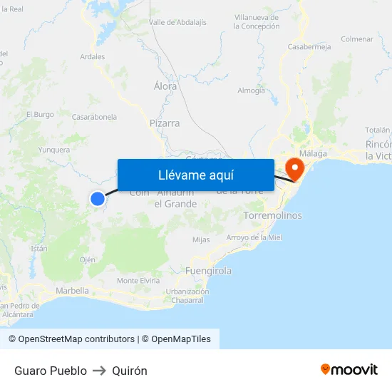 Guaro Pueblo to Quirón map