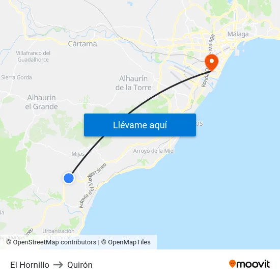 El Hornillo to Quirón map