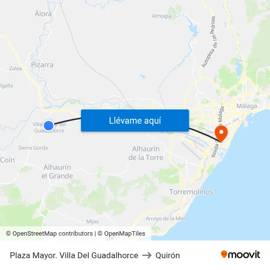 Plaza Mayor. Villa Del Guadalhorce to Quirón map