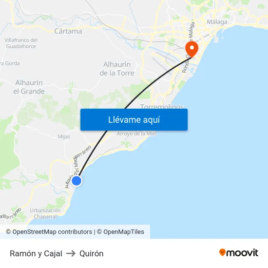 Ramón y Cajal to Quirón map