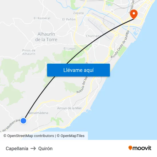 Capellanía to Quirón map