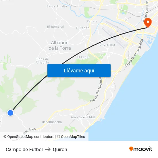 Campo de Fútbol to Quirón map