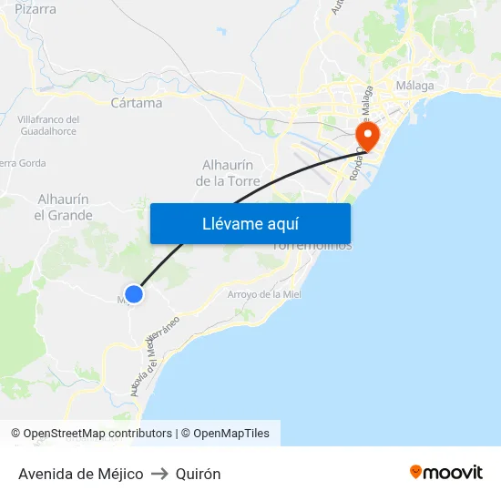 Avenida de Méjico to Quirón map