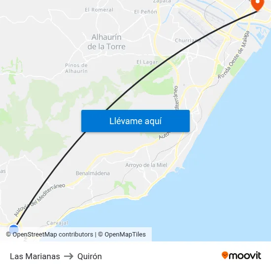 Las Marianas to Quirón map