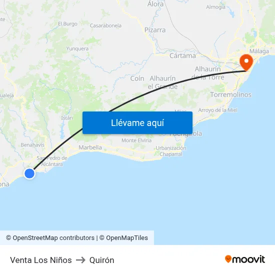 Venta Los Niños to Quirón map