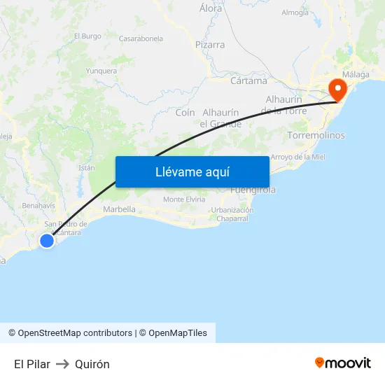 El Pilar to Quirón map