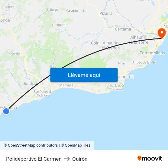 Polideportivo El Carmen to Quirón map