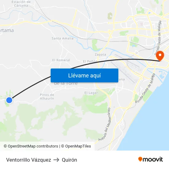 Ventorrillo Vázquez to Quirón map