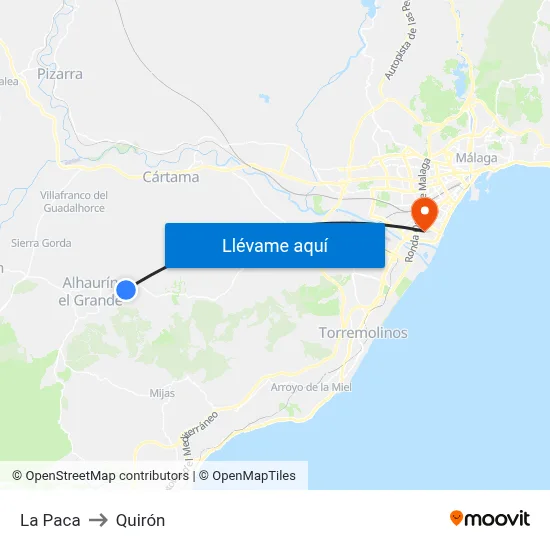 La Paca to Quirón map