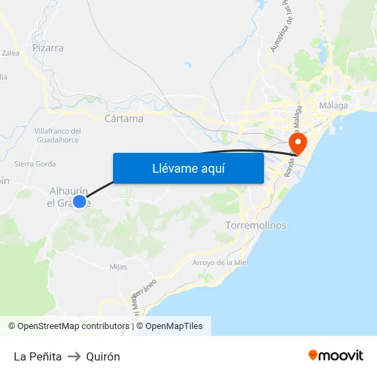 La Peñita to Quirón map