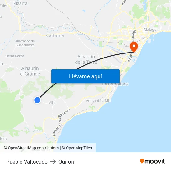 Pueblo Valtocado to Quirón map