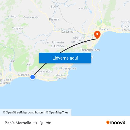 Bahía Marbella to Quirón map