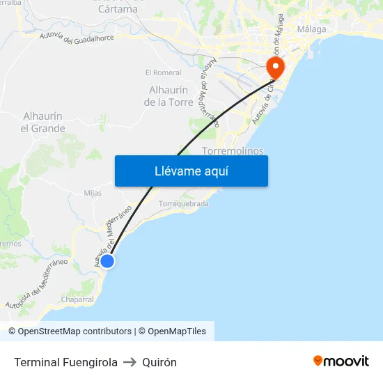 Terminal Fuengirola to Quirón map
