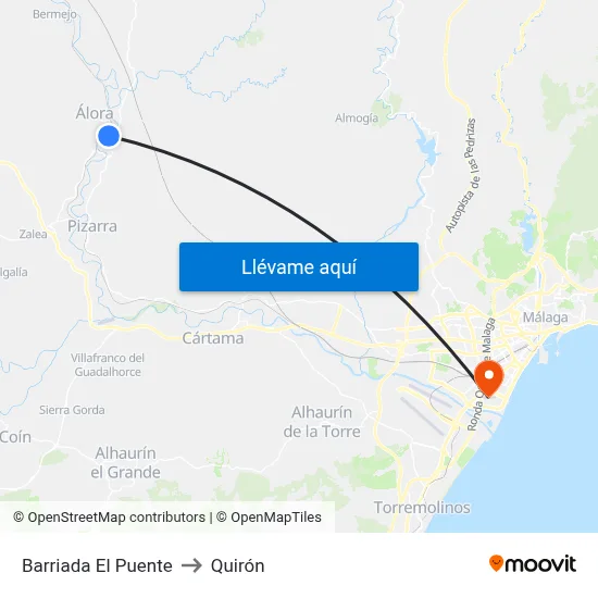 Barriada El Puente to Quirón map