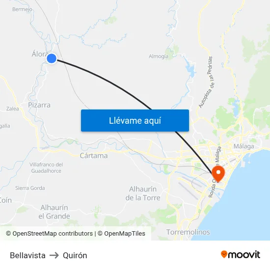 Bellavista to Quirón map