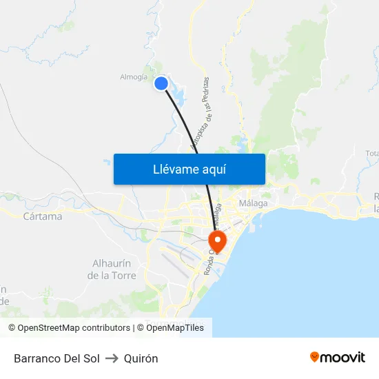 Barranco Del Sol to Quirón map