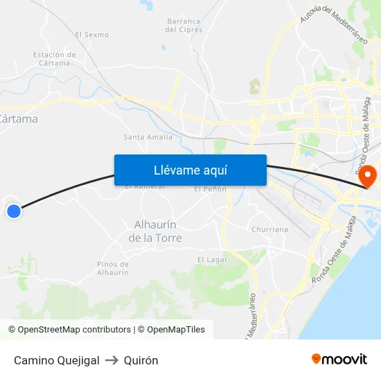 Camino Quejigal to Quirón map
