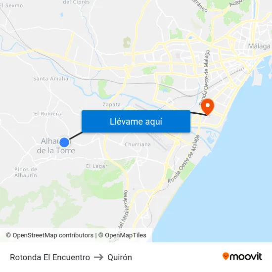 Rotonda El Encuentro to Quirón map