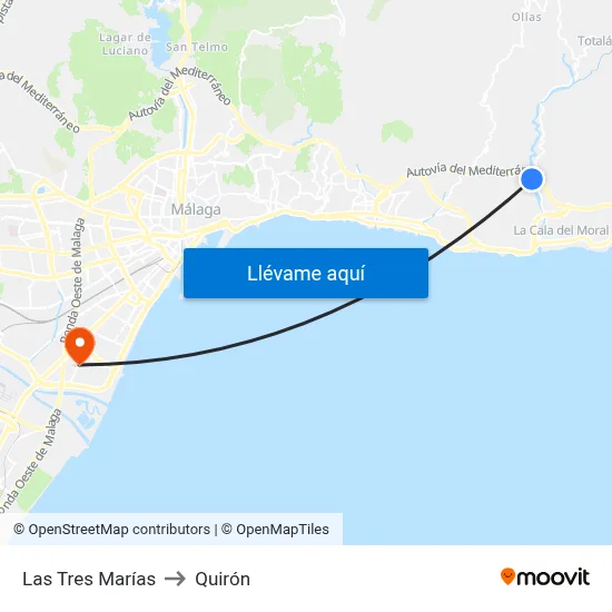 Las Tres Marías to Quirón map