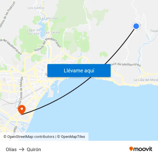 Olías to Quirón map