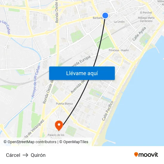 Cárcel to Quirón map