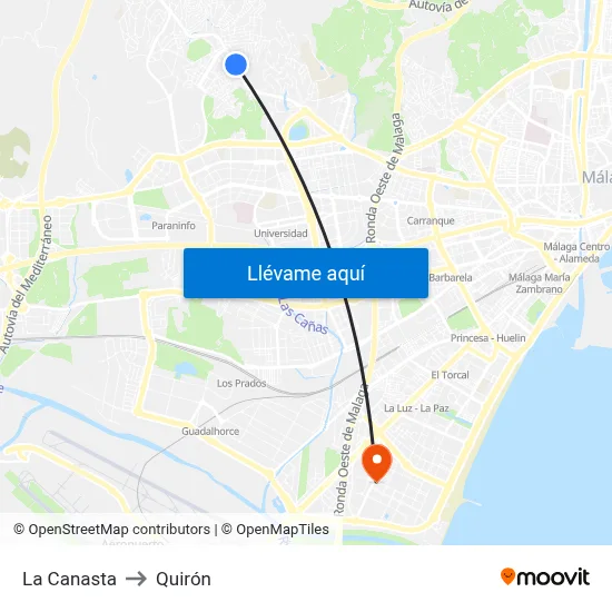 La Canasta to Quirón map