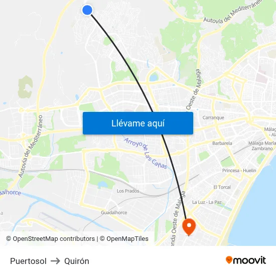 Puertosol to Quirón map