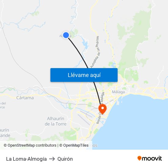 La Loma-Almogía to Quirón map