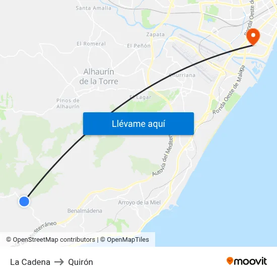 La Cadena to Quirón map