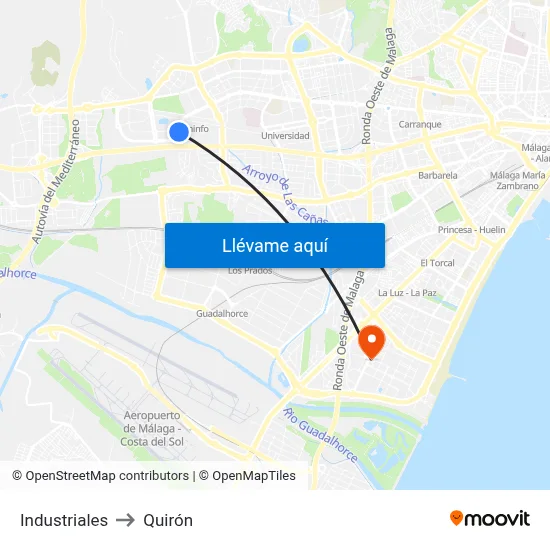 Industriales to Quirón map
