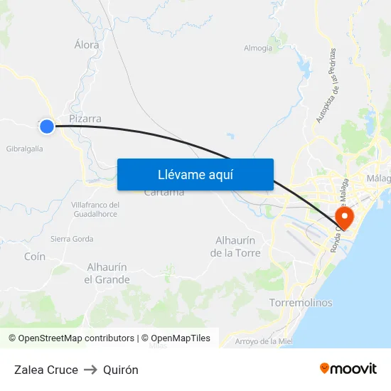 Zalea Cruce to Quirón map