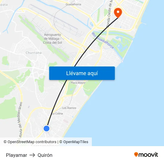 Playamar to Quirón map