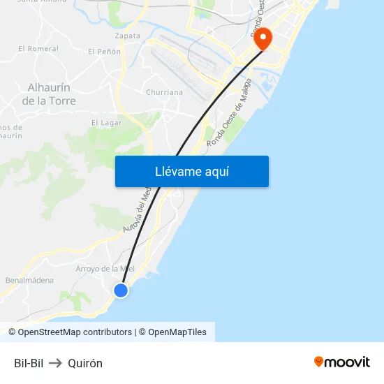 Bil-Bil to Quirón map