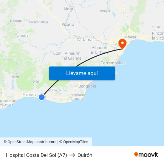 Hospital Costa Del Sol (A7) to Quirón map