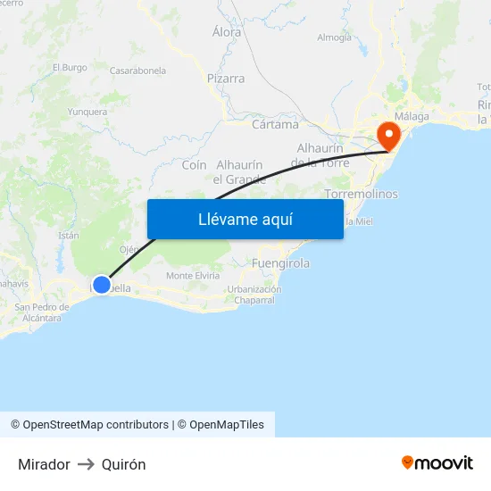 Mirador to Quirón map