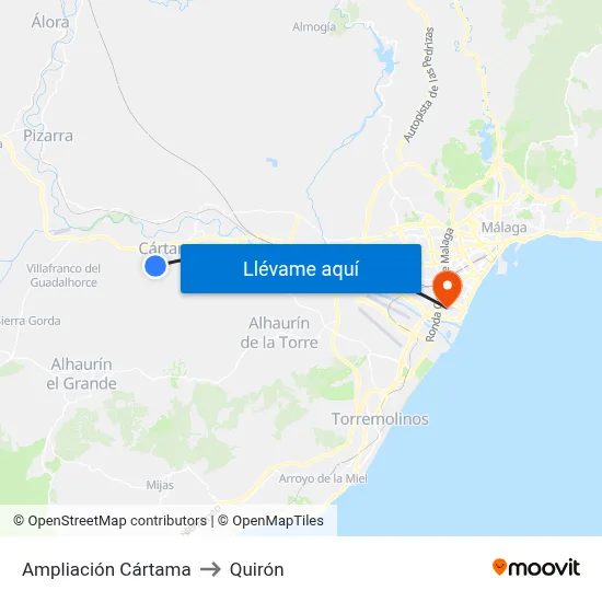 Ampliación Cártama to Quirón map
