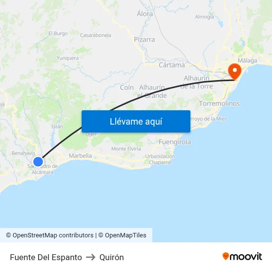 Fuente Del Espanto to Quirón map