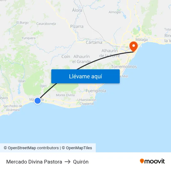 Mercado Divina Pastora to Quirón map