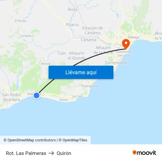 Rotonda Las Palmeras to Quirón map