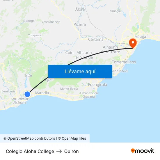 Colegio Aloha College to Quirón map