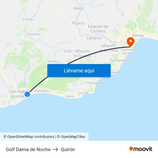 Golf Dama de Noche to Quirón map