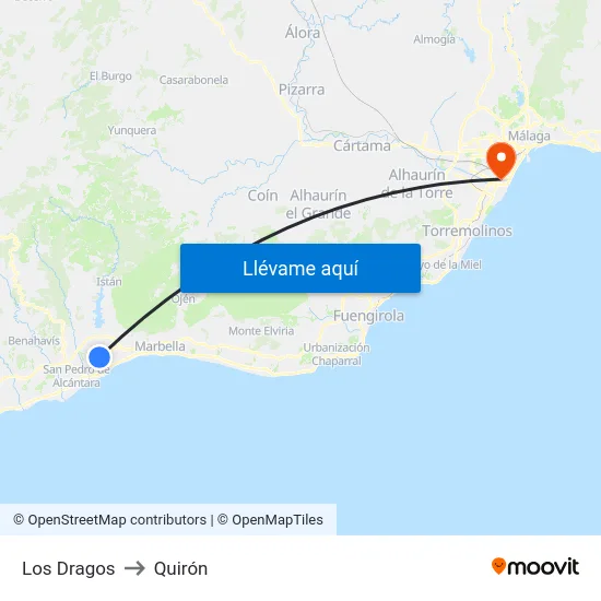 Los Dragos to Quirón map