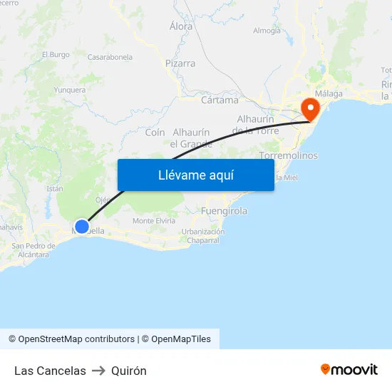 Las Cancelas to Quirón map