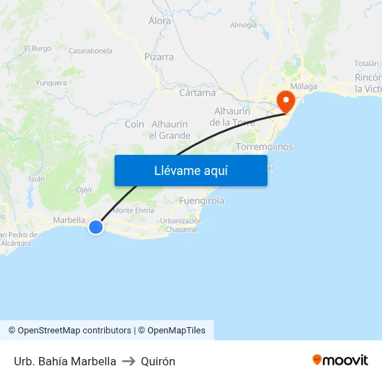 Urb. Bahía Marbella to Quirón map