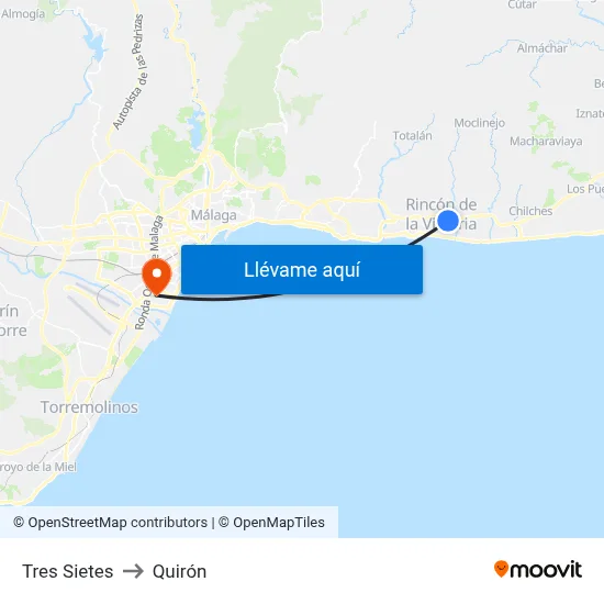 Tres Sietes to Quirón map