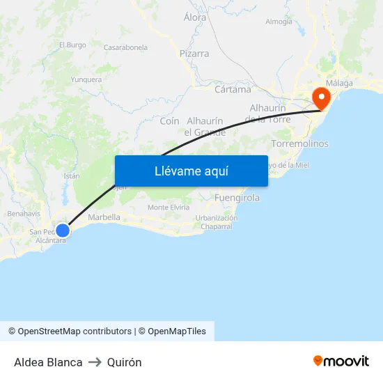 Aldea Blanca to Quirón map